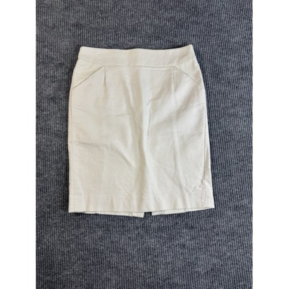 J.CREW Ivory Cotton Knee Length Pencil Skirt Solid Women's Size‎ 6
